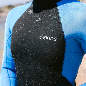 2023 C-Skins Dames Surflite 4/3mm Rug Ritssluiting Wetsuit C-SL43WBZ - Black / Blue Tie Dye